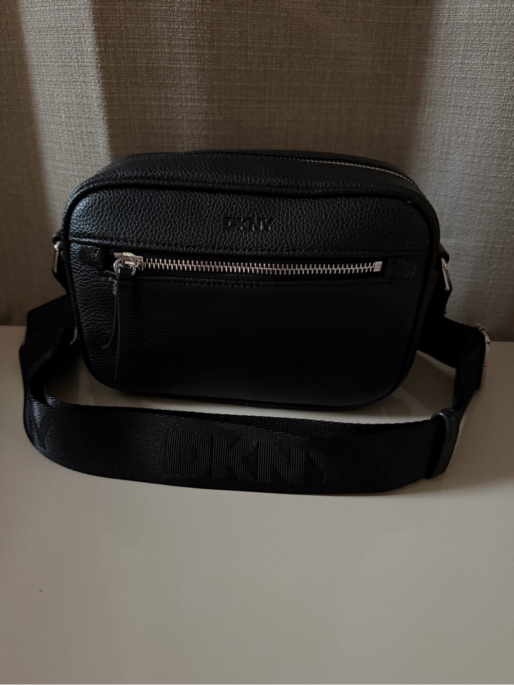 DKNY Black Crossbody Bag with Logo Strap